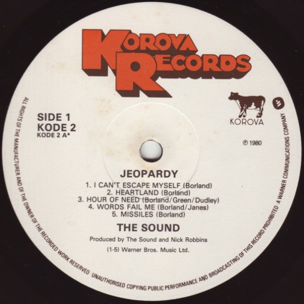 The Sound – Jeopardy - Mint- LP Record 1980 Korova UK Vinyl - New Wave / Post-Punk - Shuga Records