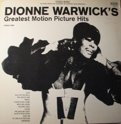 Dionne Warwick ‎– Greatest Motion Picture Hits - VG+ 1969 USA Stereo - Soul