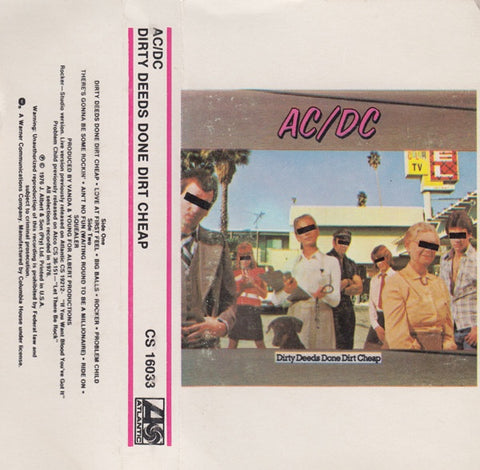 AC/DC – Dirty Deeds Done Dirt Cheap - Used Cassette 1981 Atlantic Tape - Blues Rock / Hard Rock / Arena Rock