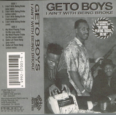 Geto Boys – I Ain't With Being Broke - Used Cassette Single 1992 Rap-A-Lot Records Tape - Hip Hop