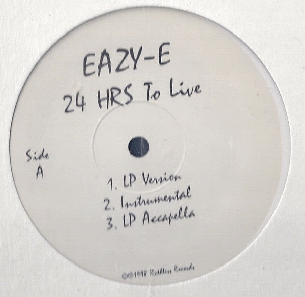 Eazy-E – 24 Hours To Live - VG+ 12" Single Record 1998 Ruthless USA Promo Vinyl - Hip Hop - Shuga Records