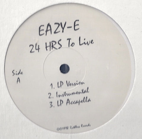 Eazy-E – 24 Hours To Live - VG+ 12" Single Record 1998 Ruthless USA Promo Vinyl - Hip Hop