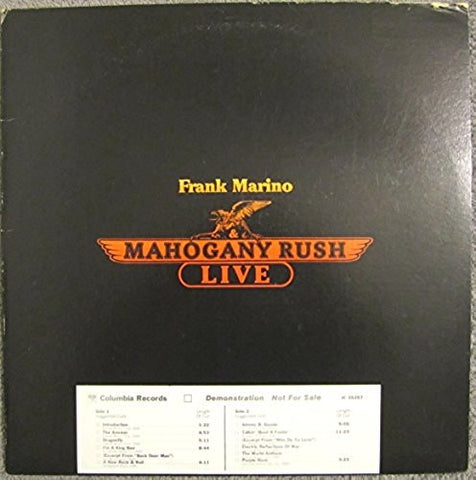 Frank Marino & Mahogany Rush – Live - VG+ LP Record 1978 Columbia USA Promo Vinyl - Rock / Hard Rock / Blues Rock