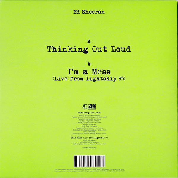 Ed Sheeran ‎– Thinking Out Loud - New 7" Single Record Store Day Black Friday 2014 Asylum Atlantic Europe RSD Vinyl - Pop Rock - Shuga Records