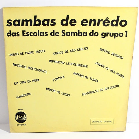 Various – Sambas-De-Enrêdo Das Escolas De Samba Do Grupo 1 - VG+ LP Record 1972 Aeseg Brazil Vinyl - Latin / Samba