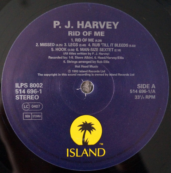 P J Harvey – Rid Of Me - Mint- LP Record 1993 Island Europe Original Vinyl & Inner - Indie Rock - Shuga Records