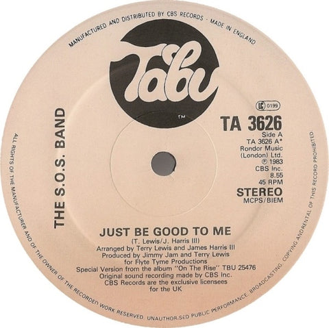 The S.O.S. Band – Just Be Good To Me - VG+ 12" Single Record 1983 Tabu UK Vinyl - Funk / Electro