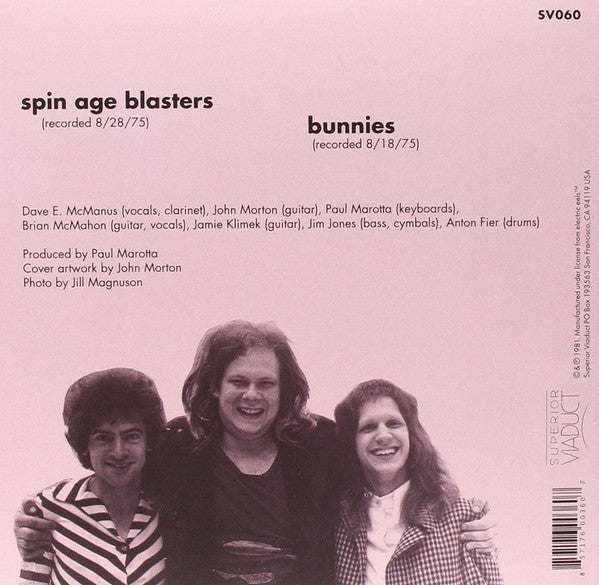 Electric Eels ‎– Spin Age Blasters / Bunnies - New 7" Single Record 2014 Superior Viaduct USA Vinyl - Rock / Punk / Avantgarde