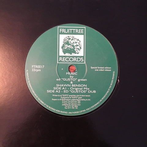 Ed "Gusto" Green & Shawn Benson – Music - New 12" Single Record 1997 Fruittree UK Single Sided Vinyl - House / Garage House