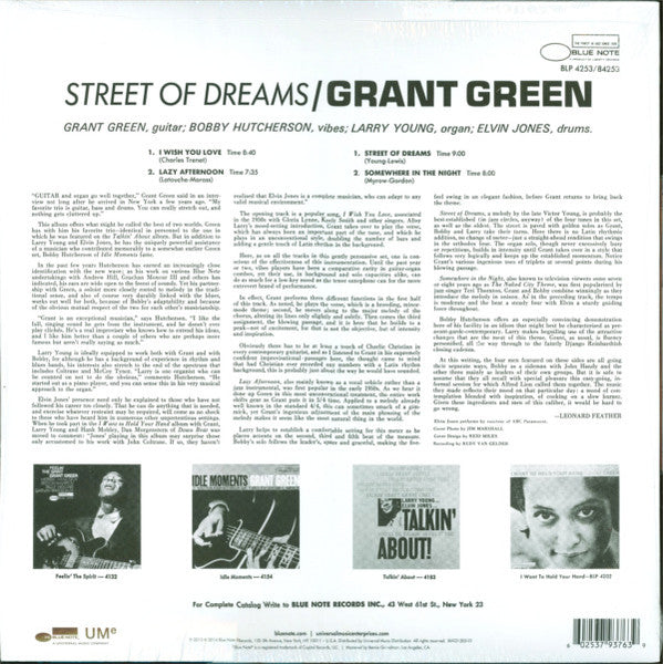 Grant Green ‎– Street Of Dreams (1967) - New LP Record 2014 Blue Note USA Vinyl - Jazz / Post Bop