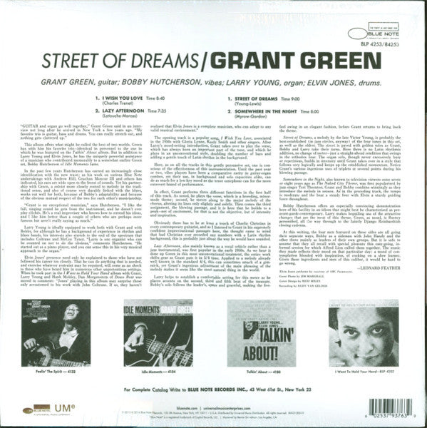 Grant Green ‎– Street Of Dreams (1967) - New LP Record 2014 Blue Note USA Vinyl - Jazz / Post Bop - Shuga Records