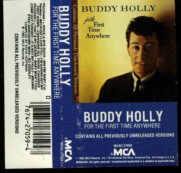 Buddy Holly – For The First Time Anywhere - Used Cassette 1983 MCA Tape - Rock
