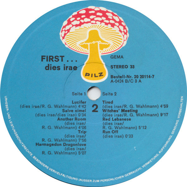 Dies Irae – First - VG+ LP Record 1971 Pilz Germany Vinyl - Krautrock / Prog Rock / Psychedelic Rock - Shuga Records