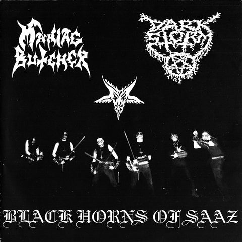 Maniac Butcher / Dark Storm – Black Horns Of Saaz - Mint- 7" EP Record 1995 View Beyond Czech Republic Vinyl & Insert - Black Metal