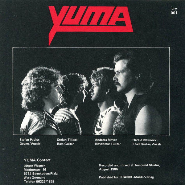 Yuma – Hey You / Night Rider - Mint- 7" Single Record 1986 Cry Germany Vinyl - Rock / Heavy Metal