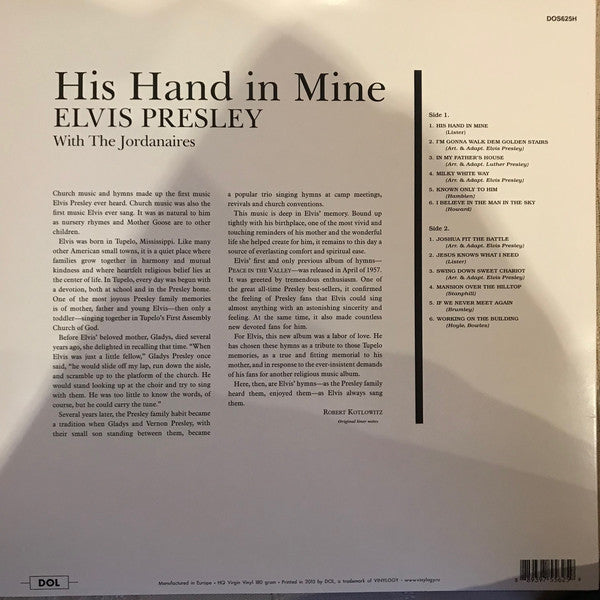 Elvis Presley – His Hand In Mine (1960) - New LP Record 2015 DOL Europe 180 gram Vinyl - Rock & Roll - Shuga Records