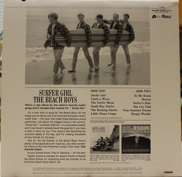 The Beach Boys - Surfer Girl (1963) - New Lp Record 2014 Analogue Productions/Capitol USA Mono Vinyl - Pop Rock / Surf