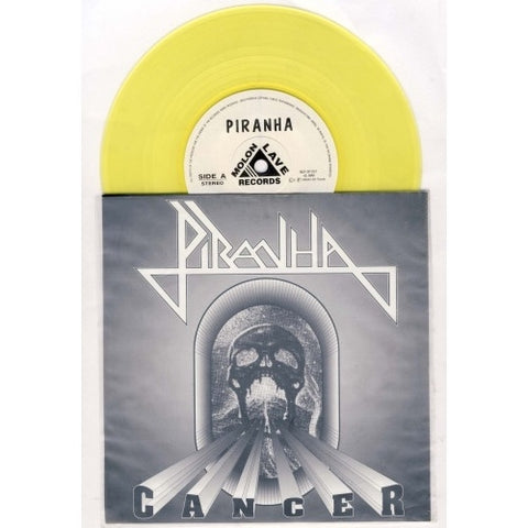 Piranha – Cancer - Mint- 7" Single Record 1993 Molon Lave Greece Yellow Vinyl - Thrash