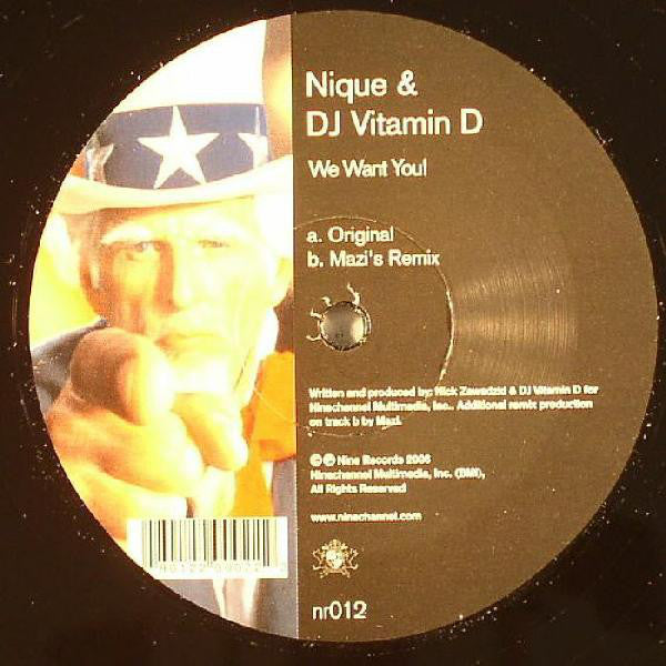 Nique & DJ Vitamin D ‎– We Want You! - Mint- 12" Single USA 2006 Nine Records - Chicago House