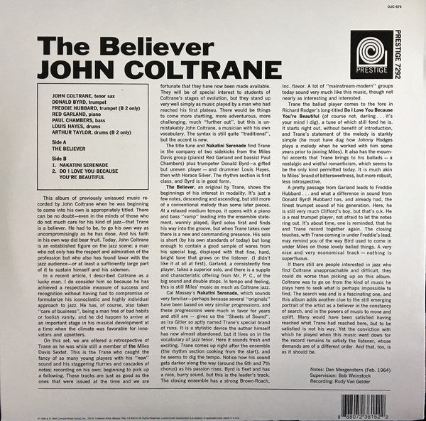 John Coltrane ‎– The Believer (1964) -  New LP Record 2015 Prestige Original Jazz Classics Vinyl - Jazz / Hard Bop - Shuga Records