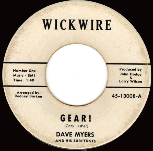 Dave Myers and His Surftones - Gear! - New Vinyl Record 2016 Sundazed Record Store Day 7" on Translucent Red, Limited to 1000 - Surf / Rock