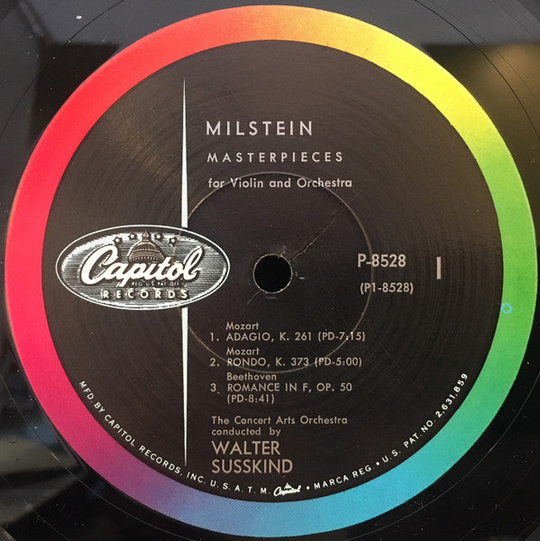 Nathan Milstein & Susskind - Milstein Masterpieces For Violin And Orchestra - Mint- LP Record 1960 Capitol USA Mono Original Vinyl - Classical - Shuga Records