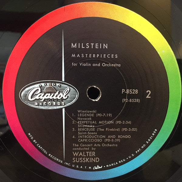 Nathan Milstein & Susskind - Milstein Masterpieces For Violin And Orchestra - Mint- LP Record 1960 Capitol USA Mono Original Vinyl - Classical - Shuga Records