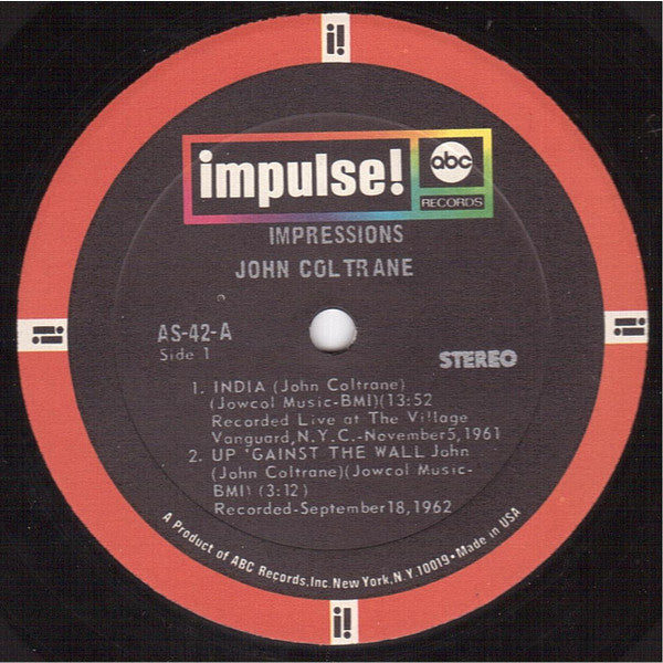 John Coltrane – Impressions (1963) - VG+ LP Record 1968 Impulse! USA Stereo Vinyl - Jazz / Modal / Free Jazz - Shuga Records