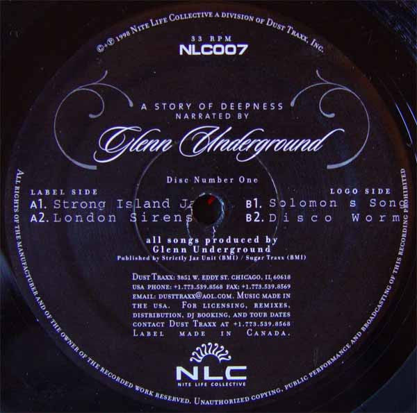 Glenn Underground – A Story Of Deepness - New (VG+ cover) 2 LP Record 1998 Nite Life Collective USA Vinyl - Chicago House / Deep House