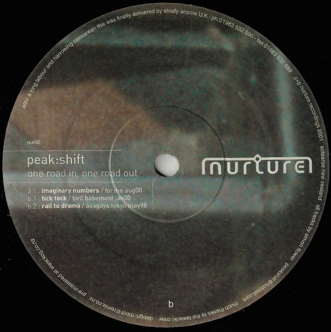 Peak:Shift – One Road In, One Road Out - New 12" Single Record 2001 Nurture New Zealand Vinyl - Deep House / Techno / Dub Techno
