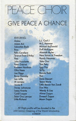 Peace Choir – Give Peace A Chance - Used Cassette Virgin 1991 USA - Rock