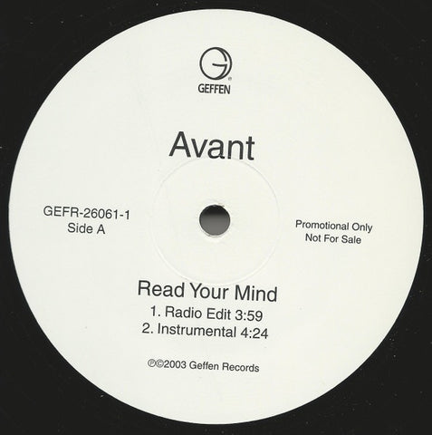 Avant – Read Your Mind - VG+ 12" Single Record 2003 Geffen USA Promo Vinyl - Hip Hop