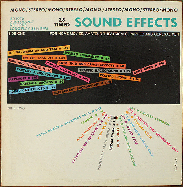 28 Timed Sound Effects - VG+ 1970 Stereo/Mono USA - Sound Effect