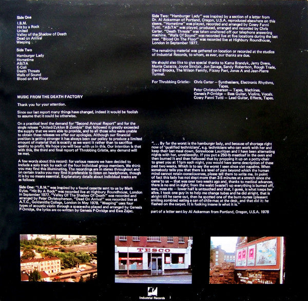 Throbbing Gristle – D.o.A. The Third And Final Report - Mint- LP Record 1978 Industrial Records UK Vinyl - Industrial / Avantgarde - Shuga Records