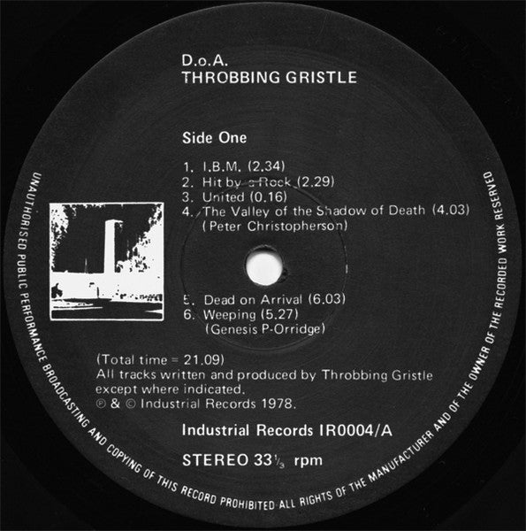 Throbbing Gristle – D.o.A. The Third And Final Report - Mint- LP Record 1978 Industrial Records UK Vinyl - Industrial / Avantgarde - Shuga Records