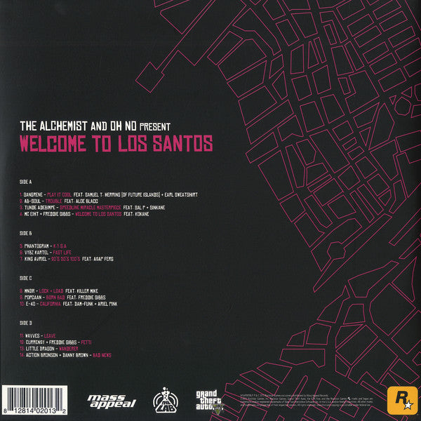 The Alchemist And Oh No ‎– Welcome To Los Santos : Grand Theft Auto V - New 2 Lp Record 2015 USA on Green & Pink Vinyl & Download & Stickers - Soundtrack / Video Game - Shuga Records