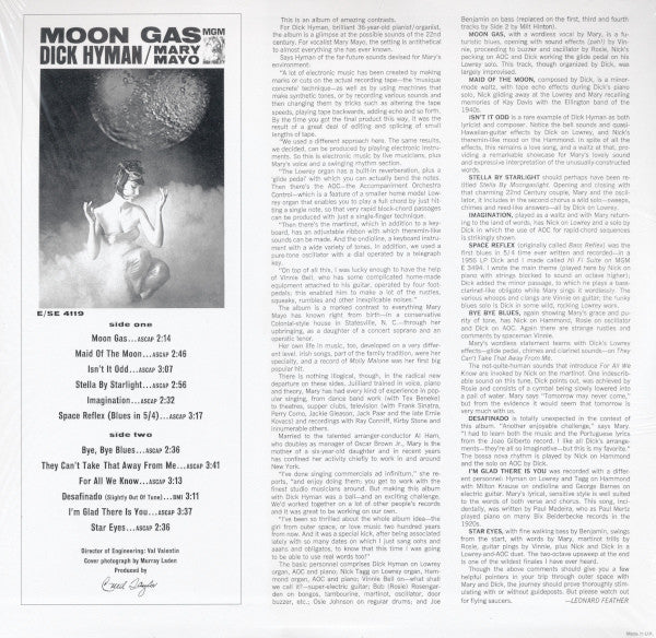 Dick Hyman / Mary Mayo ‎– Moon Gas (1963) - New LP Record 2010 MGM UK Import 180 Gram Mono  Vinyl - Jazz / Space-Age / Easy Listening - Shuga Records