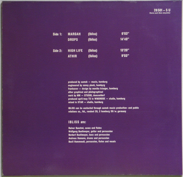 Ibliss – Supernova - VG+ LP Record 1972 Spiegelei Aamok Germany Vinyl - Krautrock / Prog Rock - Shuga Records