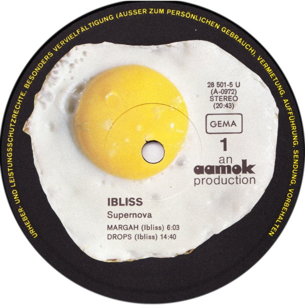 Ibliss – Supernova - VG+ LP Record 1972 Spiegelei Aamok Germany Vinyl - Krautrock / Prog Rock - Shuga Records