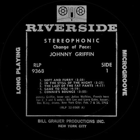 Johnny Griffin – Change Of Pace - VG+ (NO ORIGINAL COVER) LP Record 1961 Riverside USA Vinyl - Jazz / Post Bop