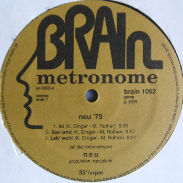 Neu! – Neu! '75 (1975) - Mint- LP Record 70s/80s Press Brain Metronome Germany Vinyl & Gold Brown Label - Rock / Krautrock / Prog Rock