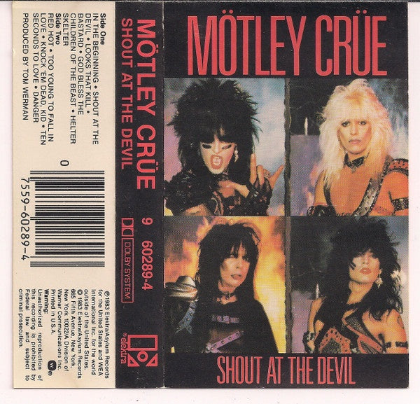 Mötley Crüe – Shout At The Devil - Used Cassette 1983 Elektra Tape - Hard Rock - Shuga Records
