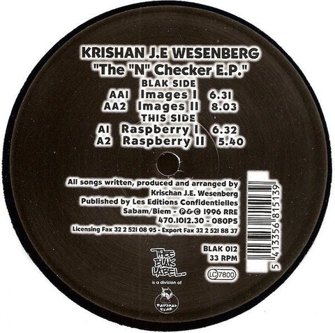 Krishan J.E Wesenberg – The "N" Checker E.P. - New 12" Single Record 1996 Thee Blak Label Belgium Vinyl - House / Tech House