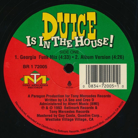 Duice – Duice Is In The House! - VG+ 12" Single Record 1993 Tony Mercedes USA Vinyl - House