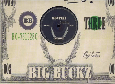 Kontiki – I Don't Care - New 12" Single Record 1999 Big Buckz Netherlands Vinyl - House