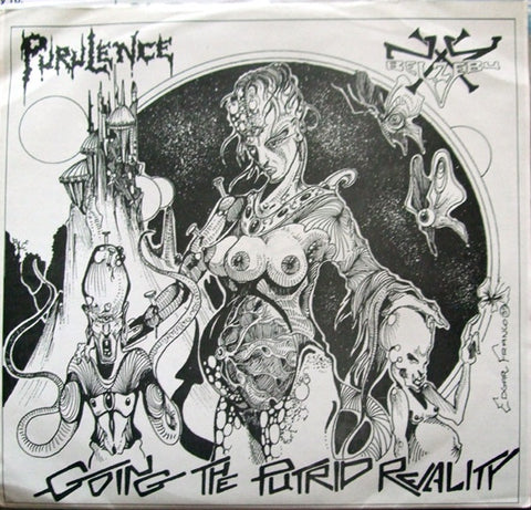 Purulence / New York Against The Belzebu – Going The Putrid Reality - Mint- 7" EP Record 1995 Total Questions Rotthenness Brazil Vinyl & Insert - Grindcore / Noisecore