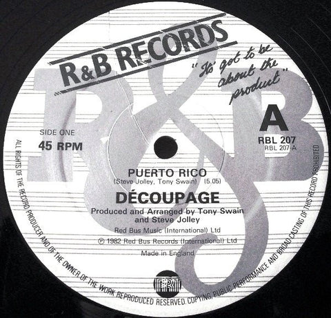Découpage – Puerto Rico - VG+ 12" Single Record 1982 R & B UK Vinyl - Disco