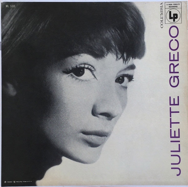 Juliette Gréco – Juliette Gréco - VG+ LP Record 1960 Columbia USA Mono Vinyl - French Pop / Chanson - Shuga Records