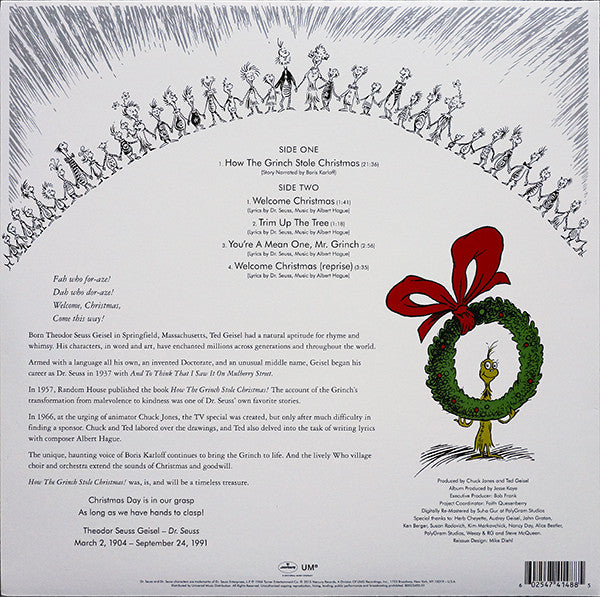 Dr. Seuss ‎– How The Grinch Stole Christmas (1966) - New LP Record 2015 Mercury Green Vinyl - Holiday / Soundtrack
