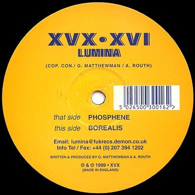 Lumina – Phosphene / Borealis - New 12" Single Record 1999 XVX UK Vinyl - Trance